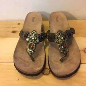Bass metallic jeweled thong sandals flip flops 8.5